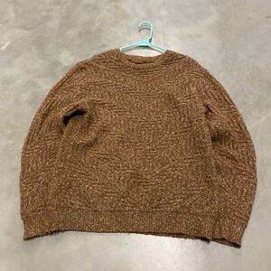 Stradivarius Man Textured Knit Sweater Brown Size Medium